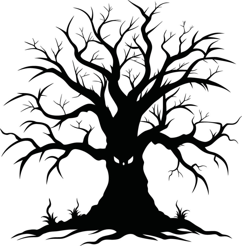 A haunting silhouette of a spooky tree vector