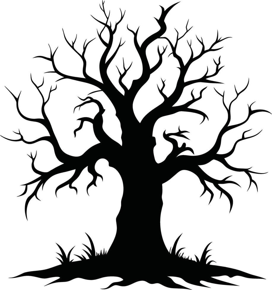 A haunting silhouette of a spooky tree vector