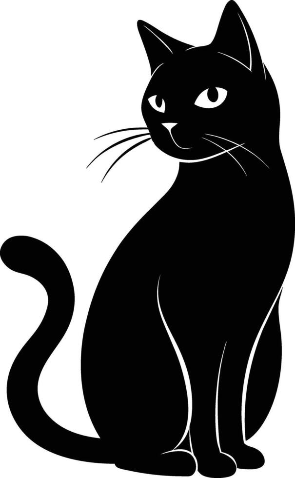 gracia en quietud un silueta de un sentado gato vector