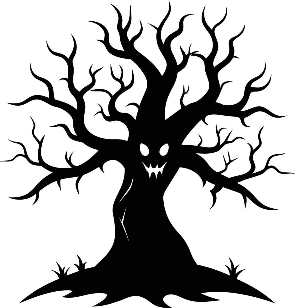 A haunting silhouette of a spooky tree vector