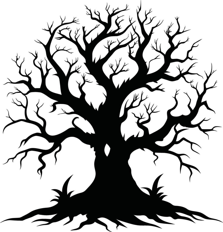 A haunting silhouette of a spooky tree vector