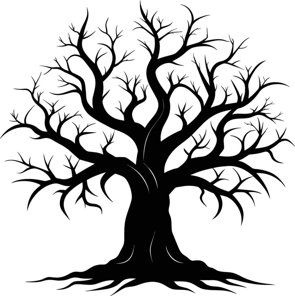 A haunting silhouette of a spooky tree vector