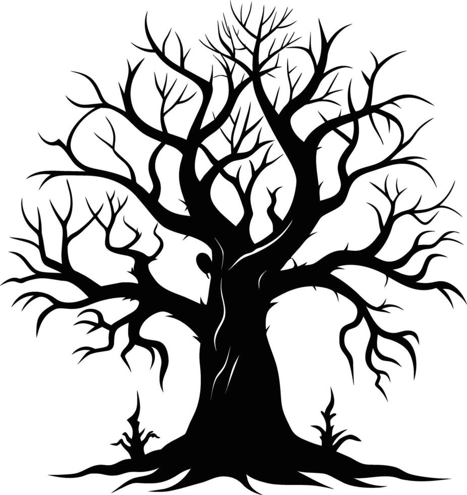 A haunting silhouette of a spooky tree vector
