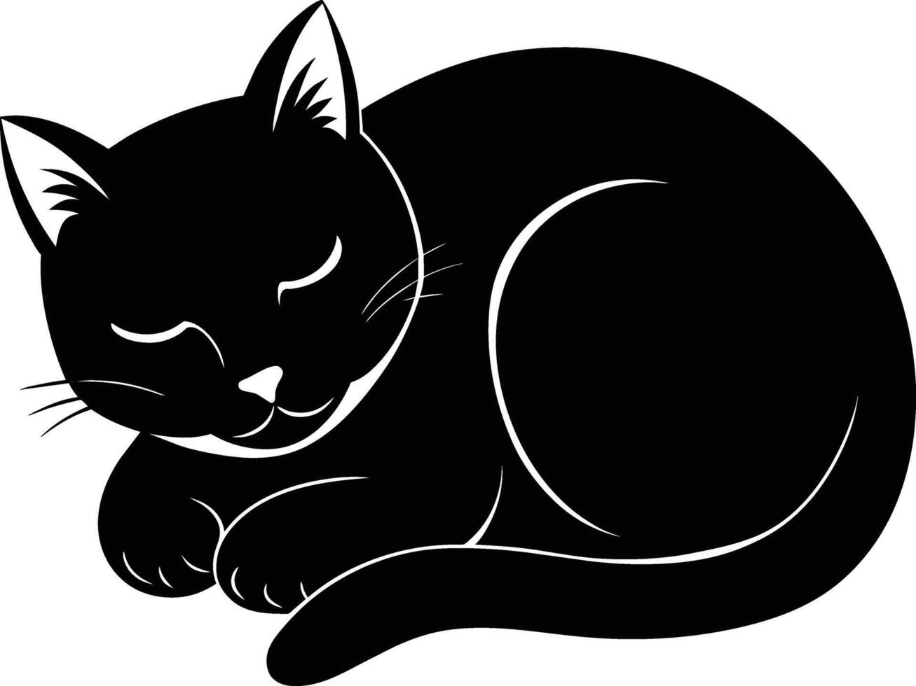 Silent serenity a graceful silhouette of a sleeping cat vector