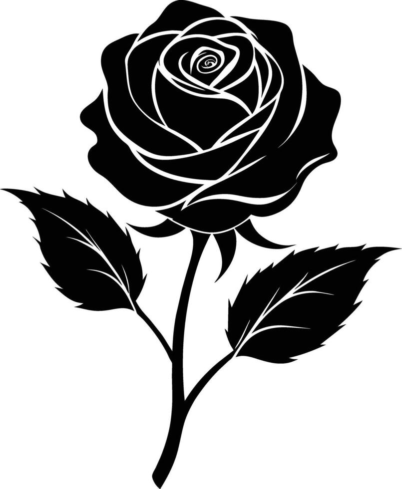 Blooming in shadows a graceful silhouette of rose vector