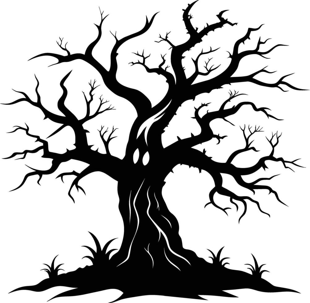 A haunting silhouette of a spooky tree vector