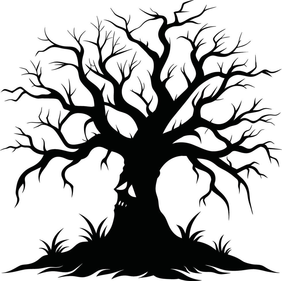 A haunting silhouette of a spooky tree vector