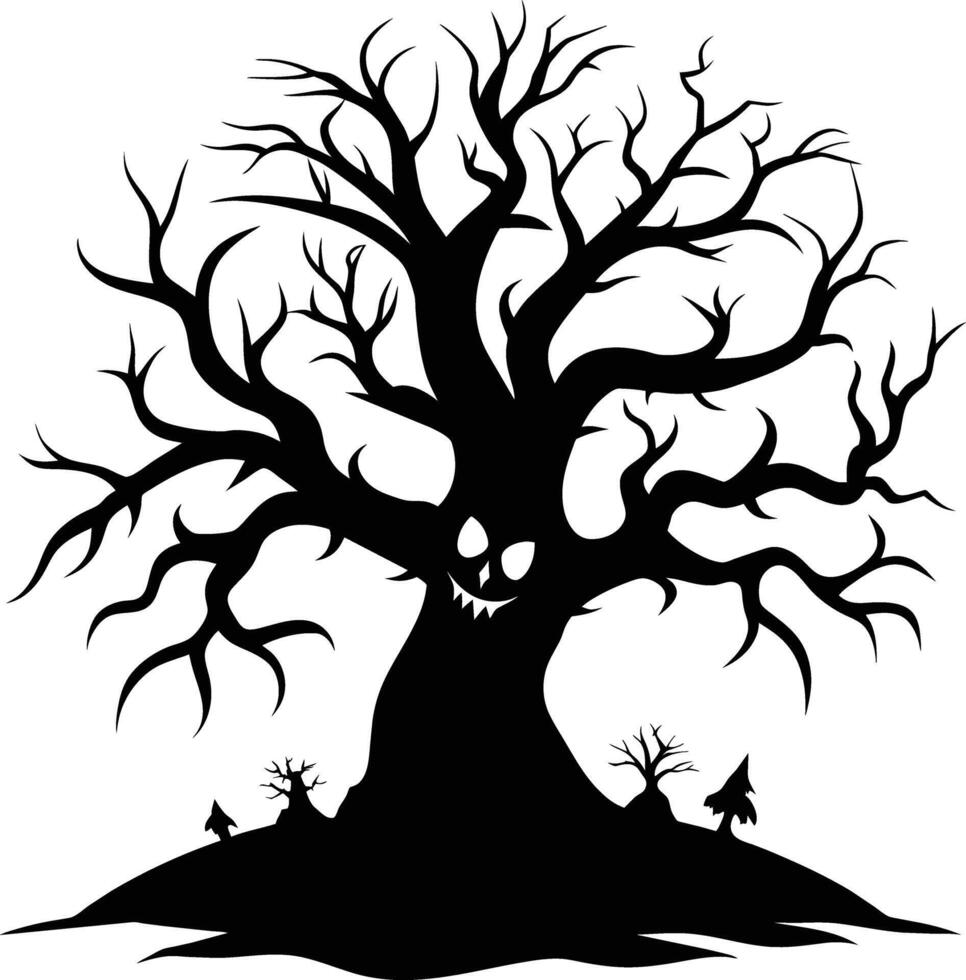 A haunting silhouette of a spooky tree vector