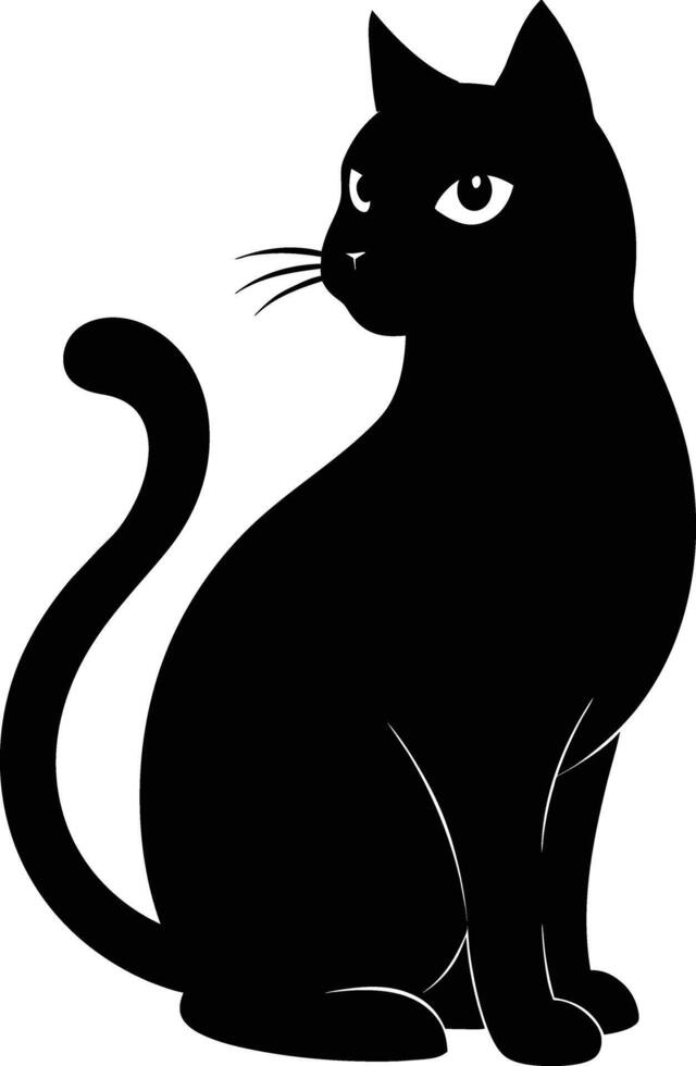 Grace in stillness a silhouette of a sitting cat vector