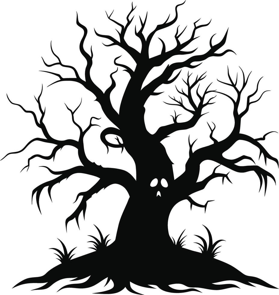 A haunting silhouette of a spooky tree vector