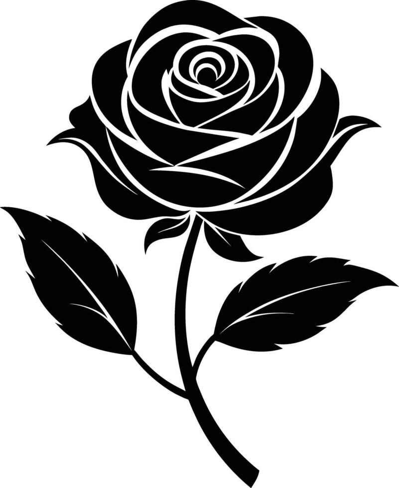 Blooming in shadows a graceful silhouette of rose vector