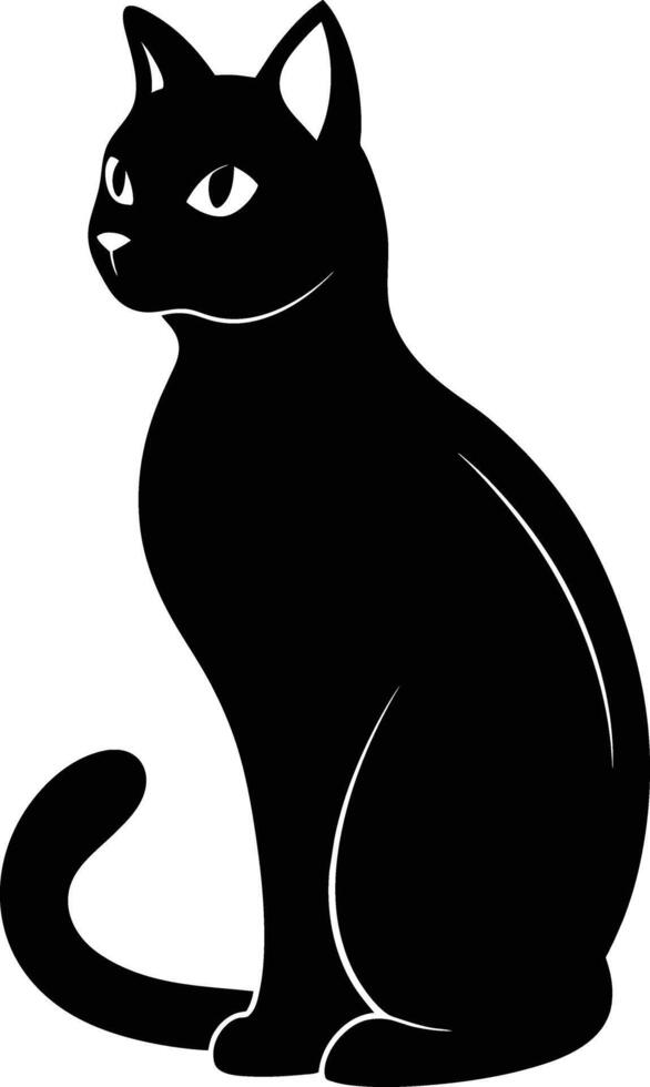 Grace in stillness a silhouette of a sitting cat vector