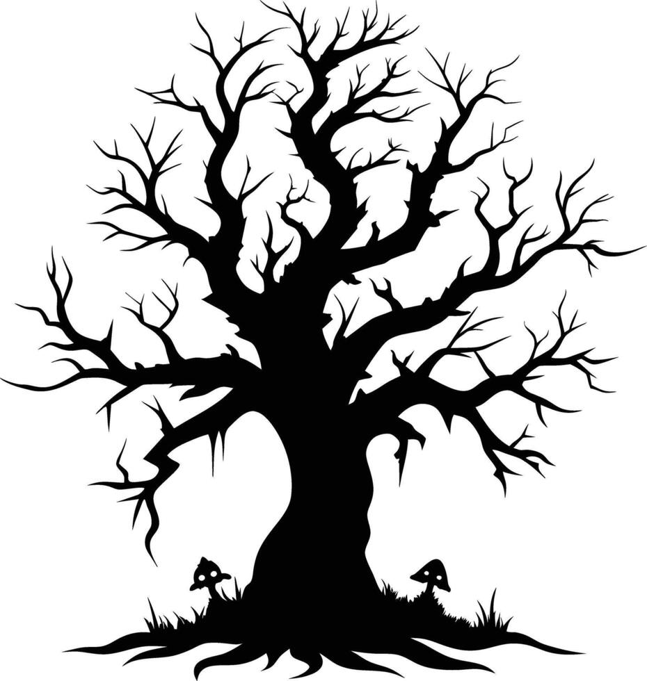 A haunting silhouette of a spooky tree vector
