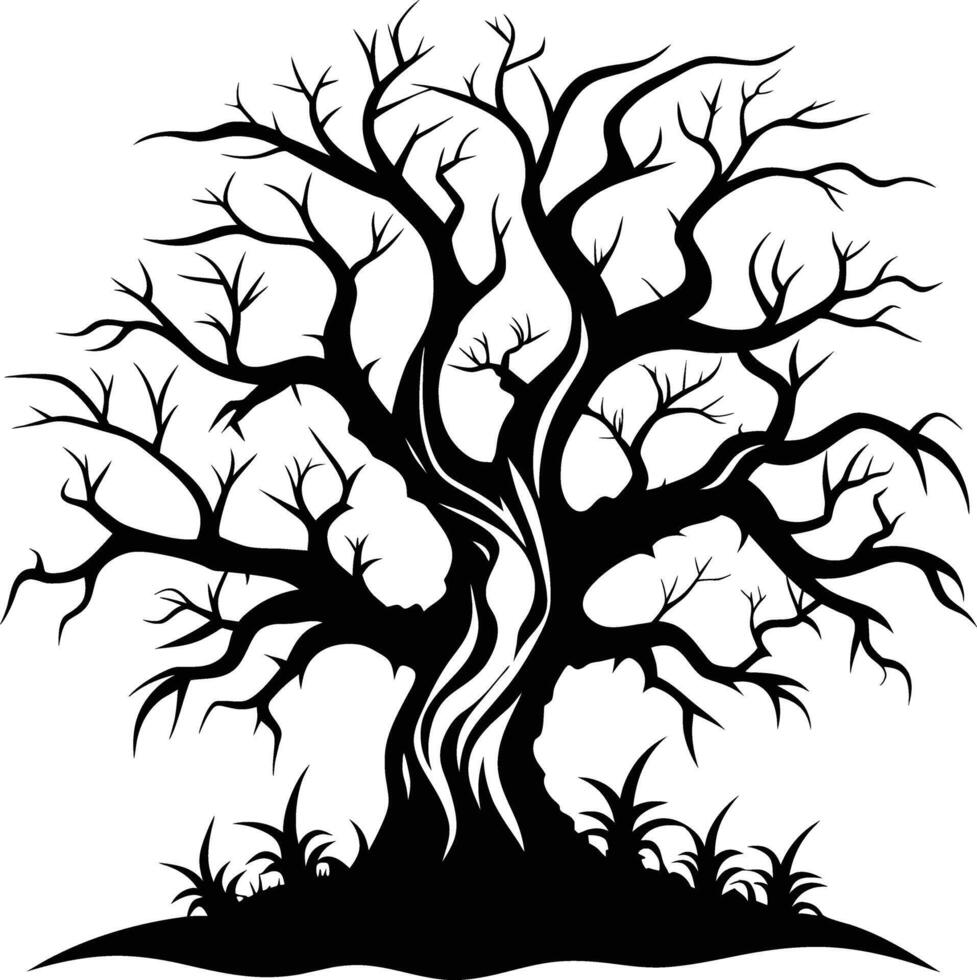 A haunting silhouette of a spooky tree vector