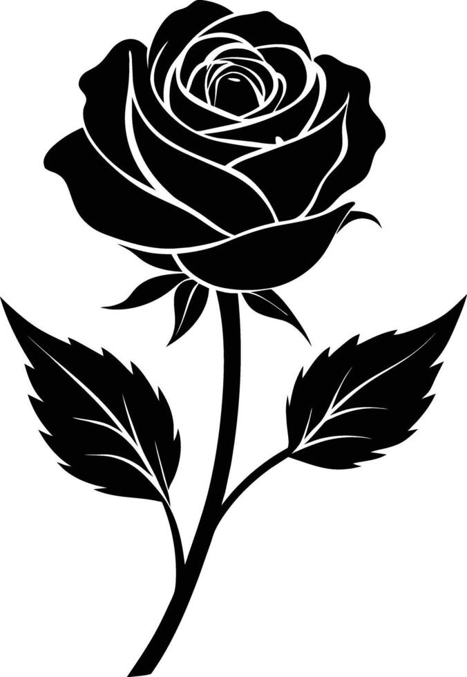 Blooming in shadows a graceful silhouette of rose vector