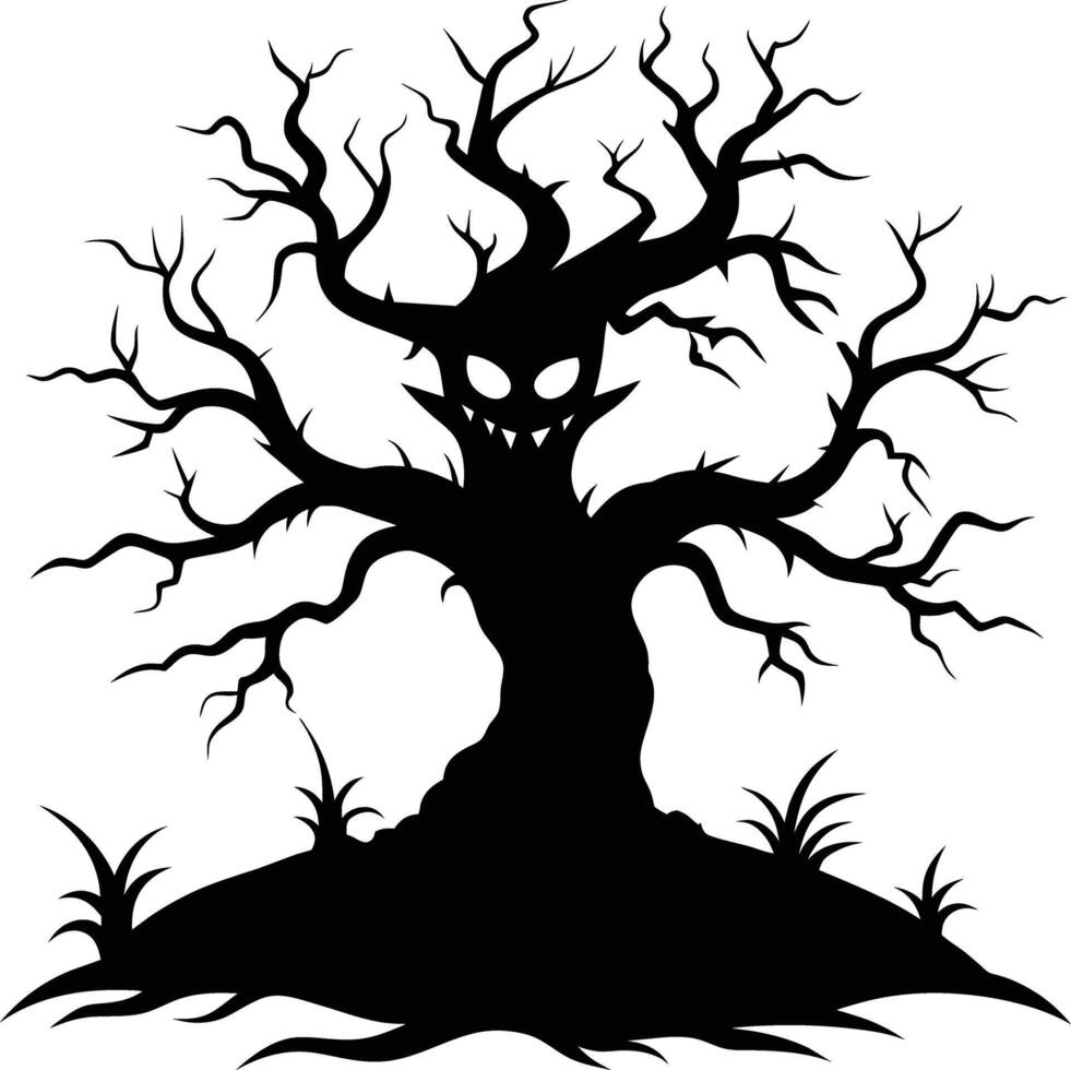 A haunting silhouette of a spooky tree vector