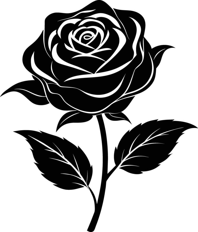 Blooming in shadows a graceful silhouette of rose vector