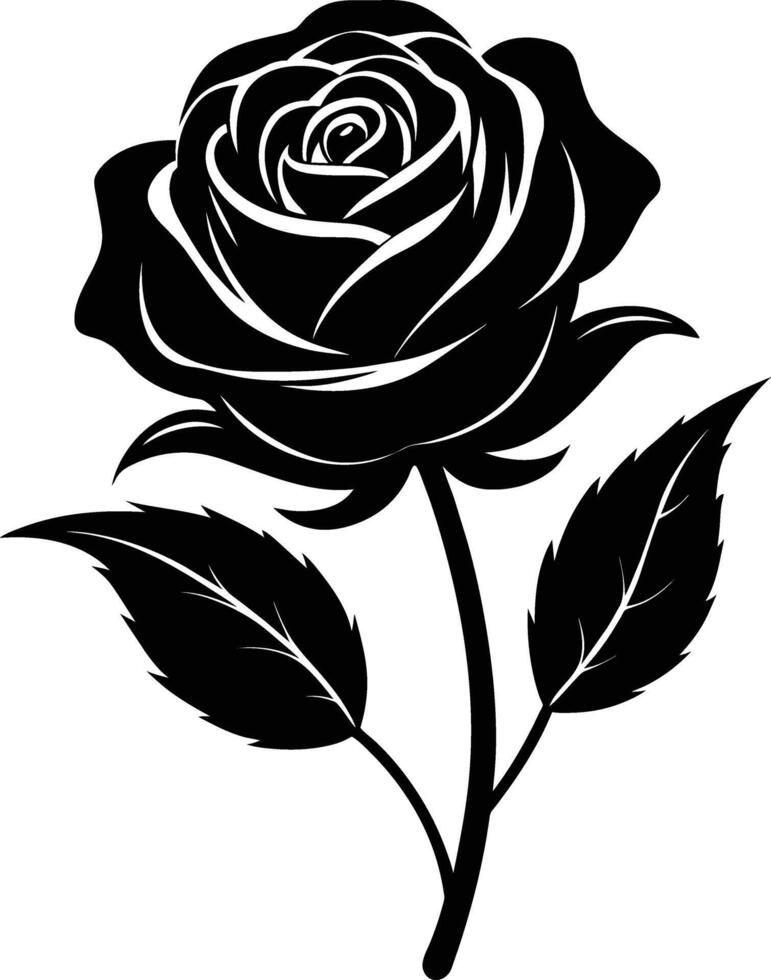 Blooming in shadows a graceful silhouette of rose vector