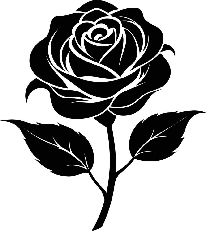 Blooming in shadows a graceful silhouette of rose vector