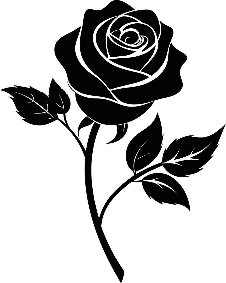 Blooming in shadows a graceful silhouette of rose vector