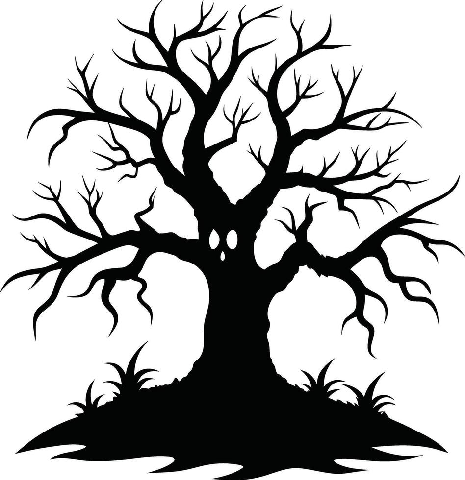 A haunting silhouette of a spooky tree vector