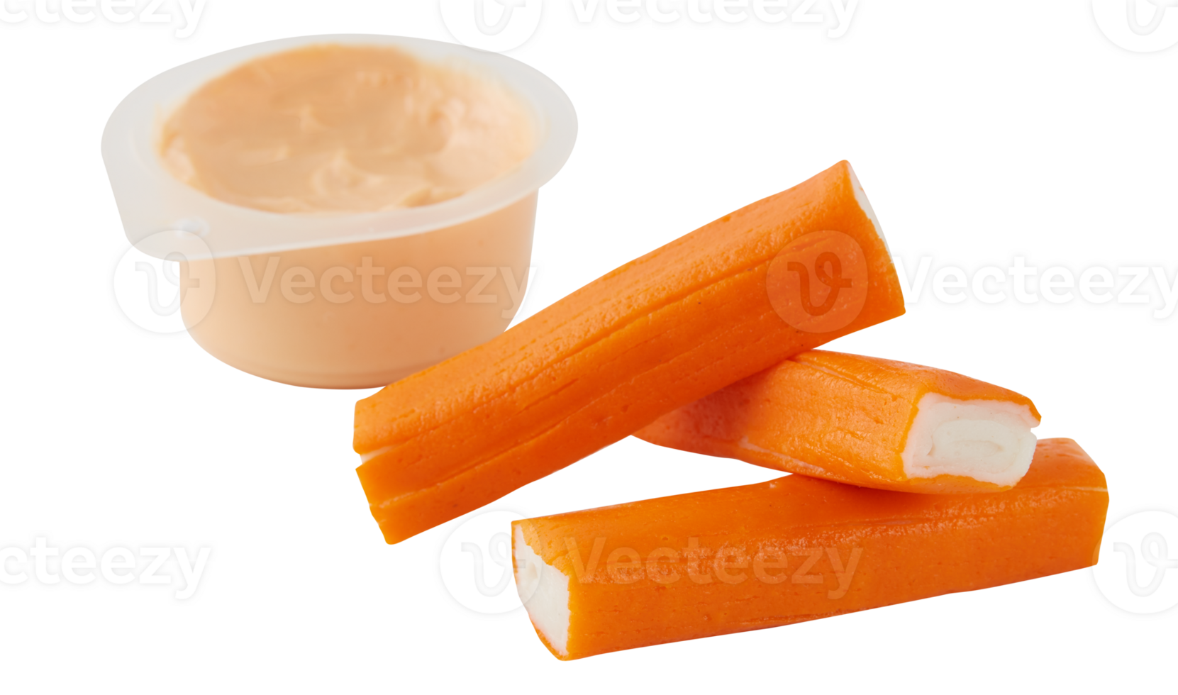 Fresh crab sticks cut out isolated transparent background png