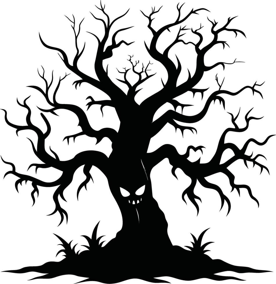 A haunting silhouette of a spooky tree vector