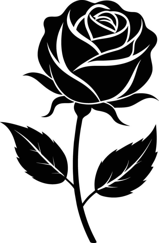 Blooming in shadows a graceful silhouette of rose vector