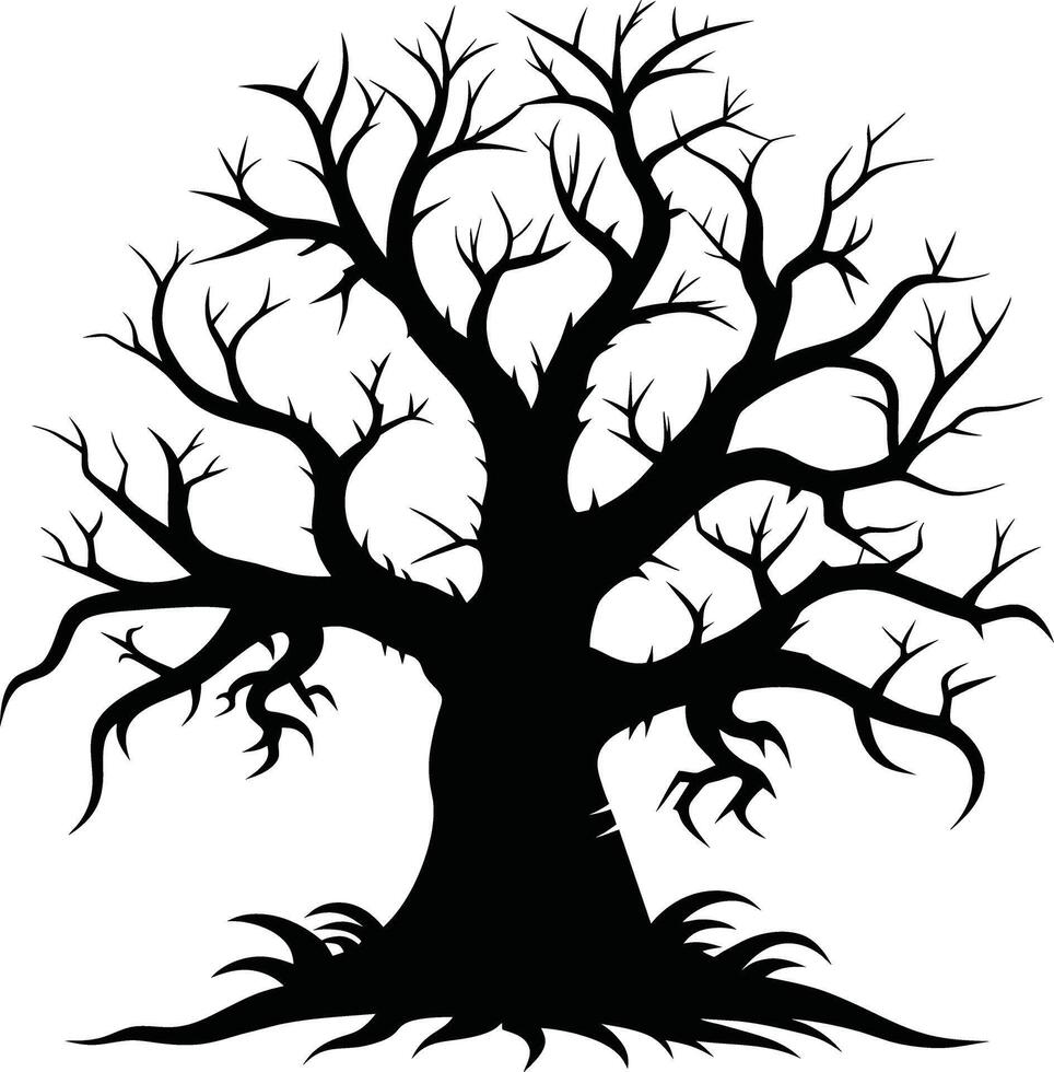 A haunting silhouette of a spooky tree vector