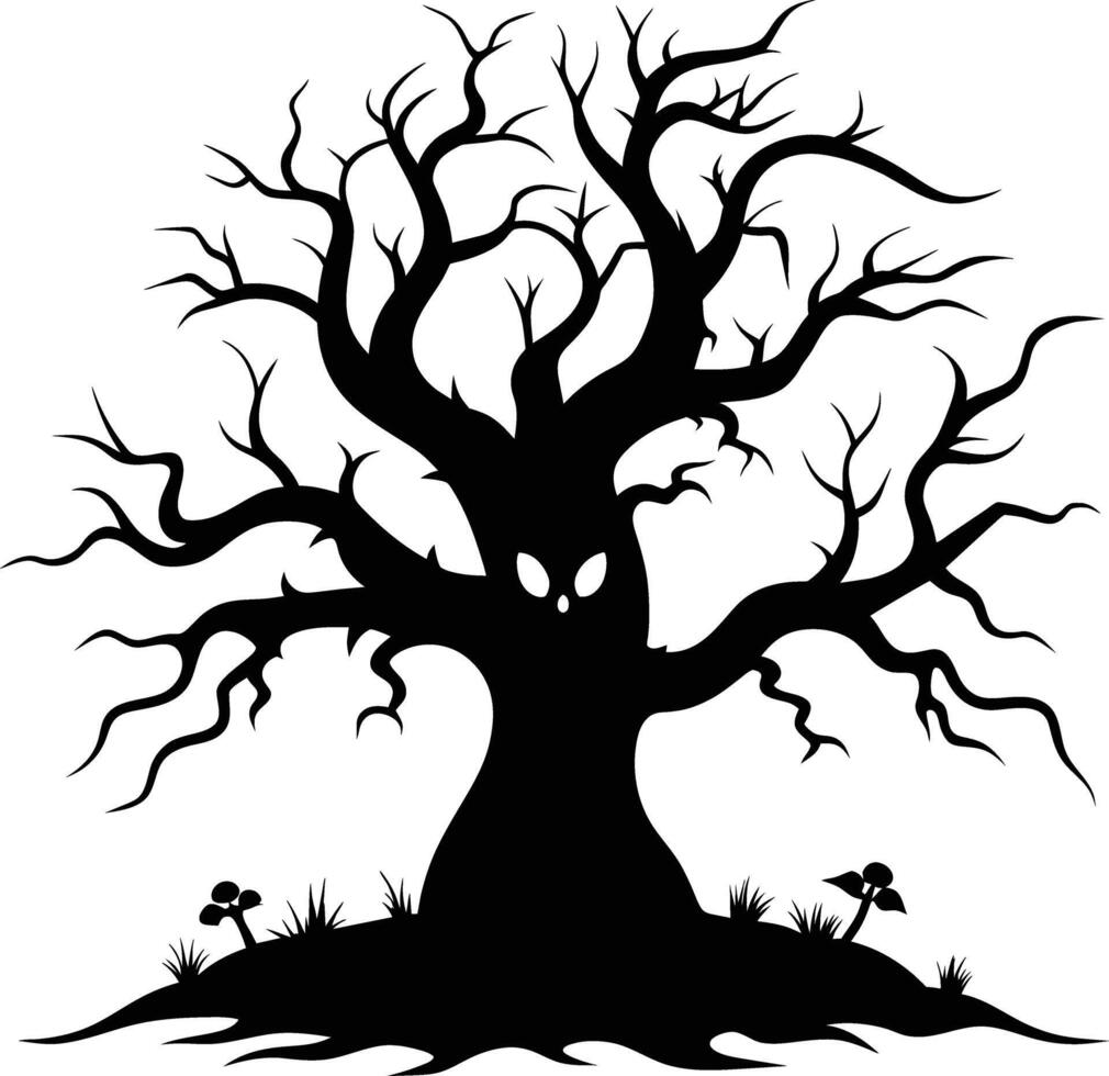 A haunting silhouette of a spooky tree vector