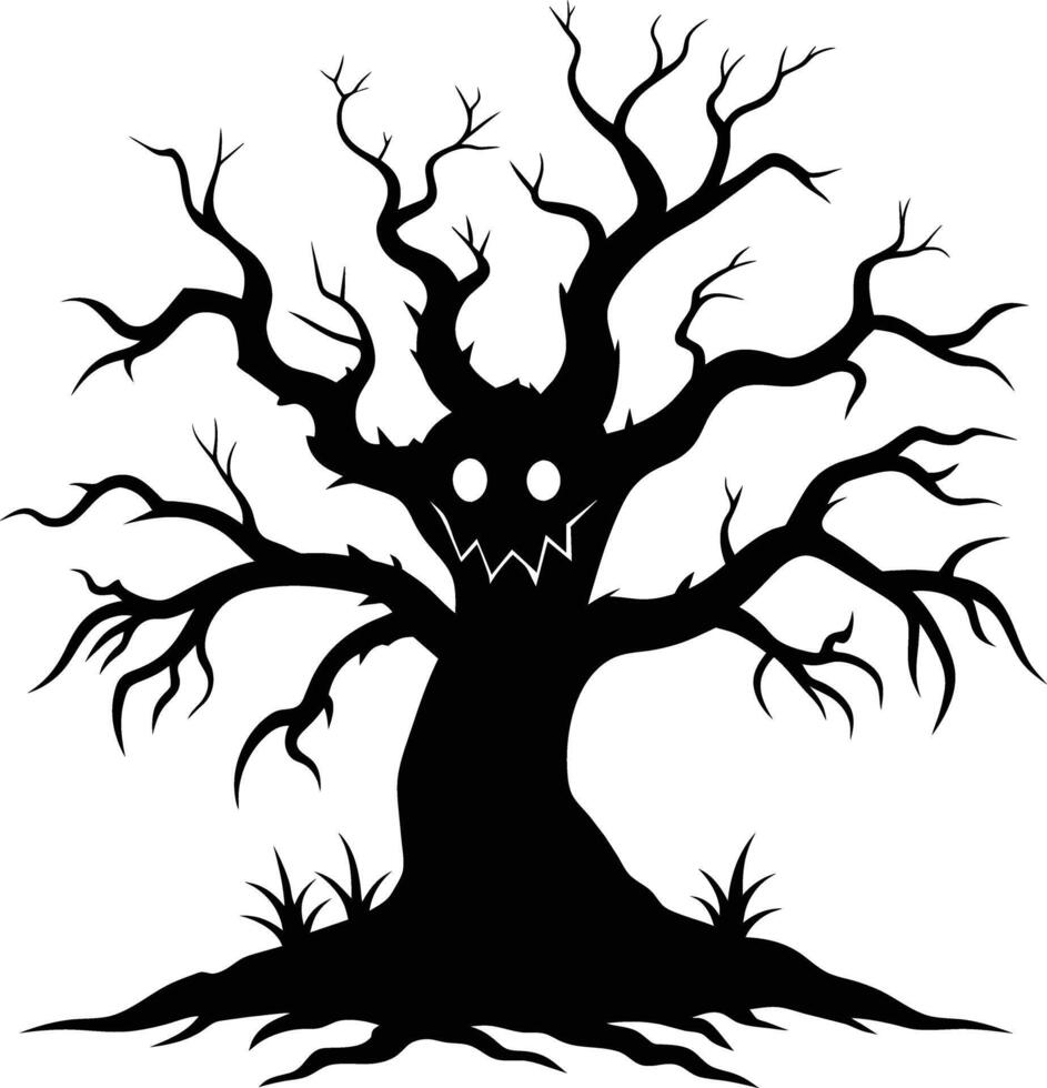 A haunting silhouette of a spooky tree vector