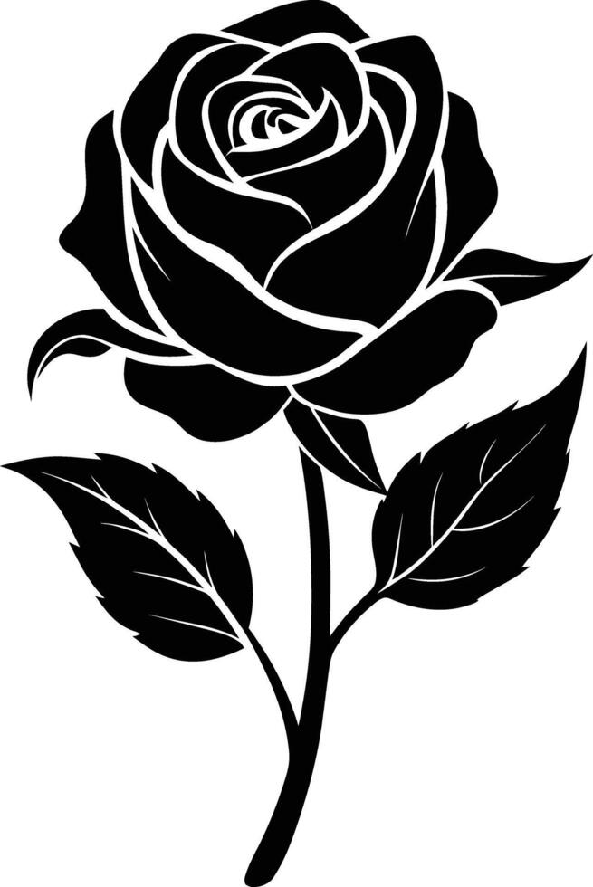 Blooming in shadows a graceful silhouette of rose vector