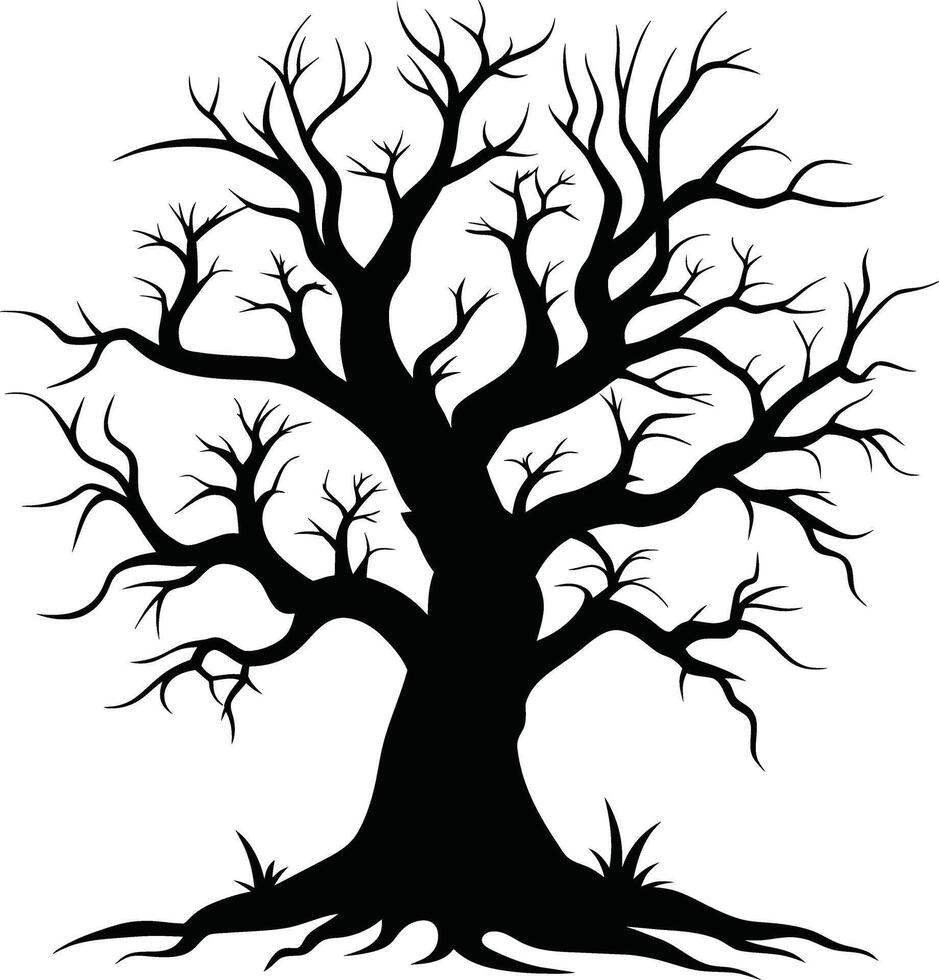 A haunting silhouette of a spooky tree vector
