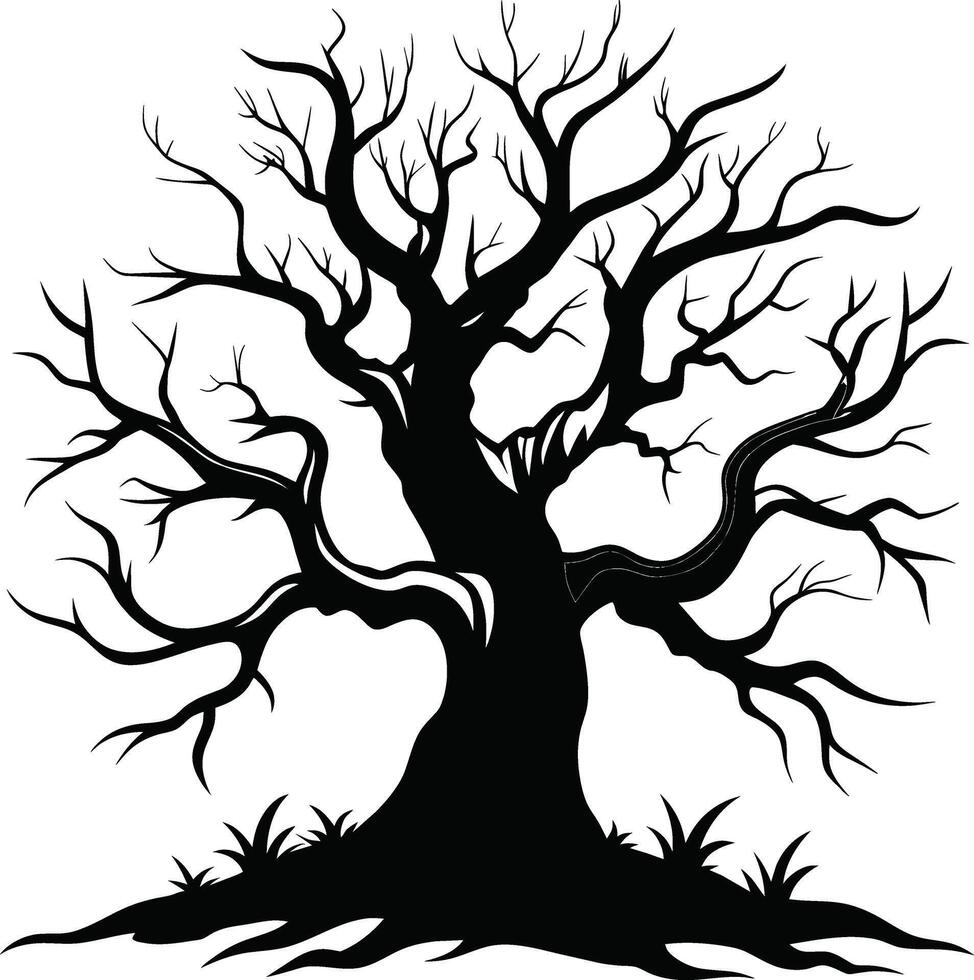 A haunting silhouette of a spooky tree vector