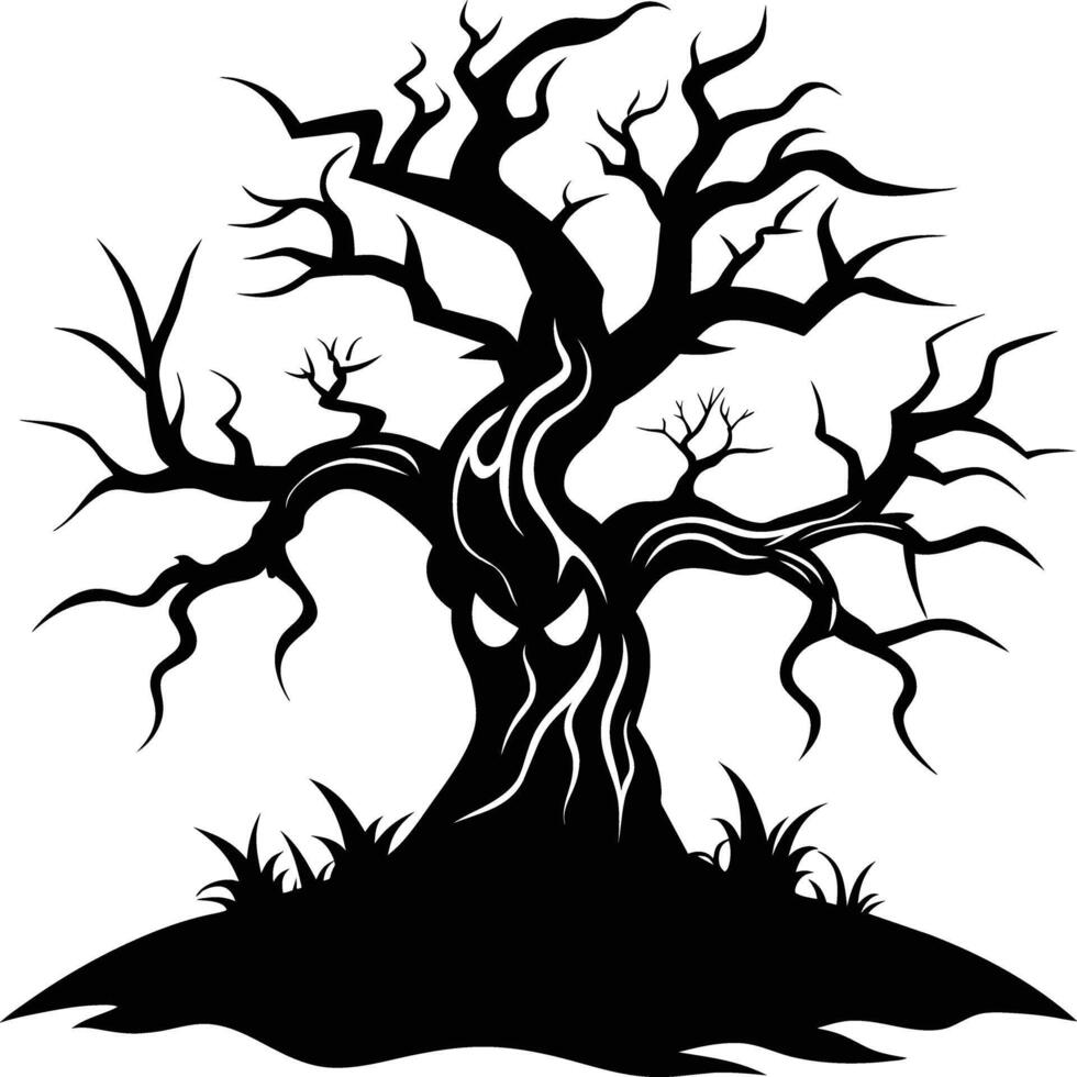 A haunting silhouette of a spooky tree vector