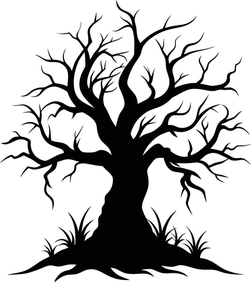 A haunting silhouette of a spooky tree vector