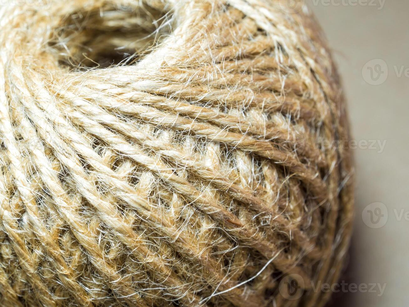 Texture of the brown natural rustic hemp cord in roll photo