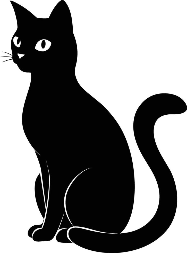 Grace in stillness a silhouette of a sitting cat vector