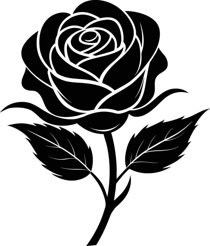 Blooming in shadows a graceful silhouette of rose vector