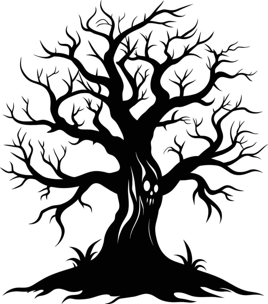 A haunting silhouette of a spooky tree vector
