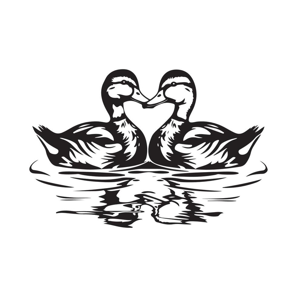 Two ducks in water Image Art on white background vector