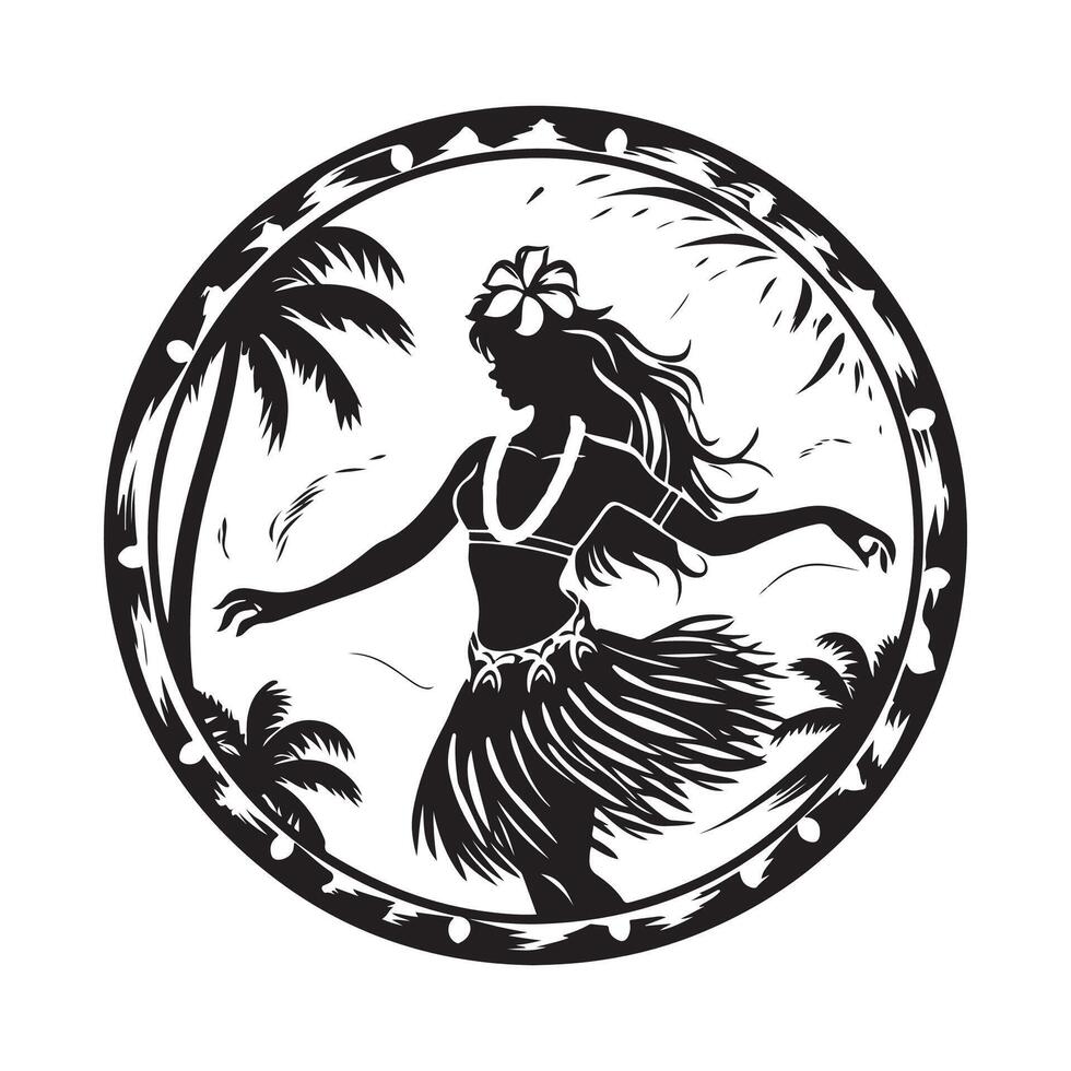 hawaiano niña bailando hula aislado en blanco antecedentes. vector