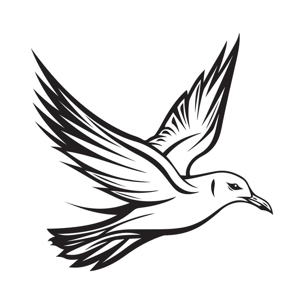 Seagull flying, illustration, Design on white background vector