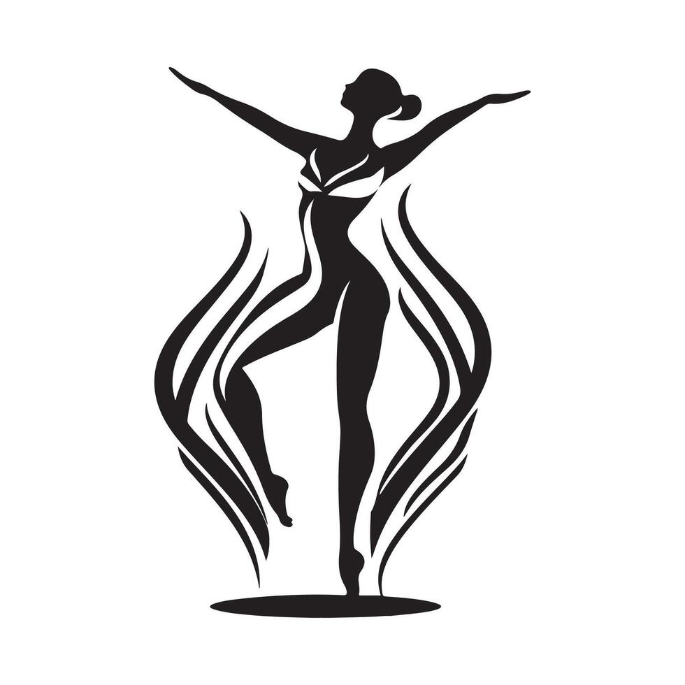 Dance logo studio design fitness class Design isolated on white vector
