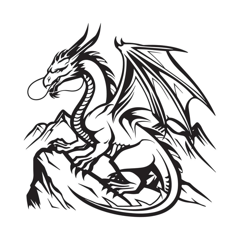 Medieval Dragon with background vector