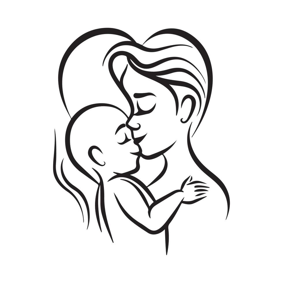 Mother and child symbol. Illustration of baby vector