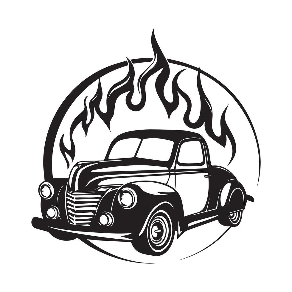 Fire Car Image. Illustration of a Fire Car Isolated On White vector