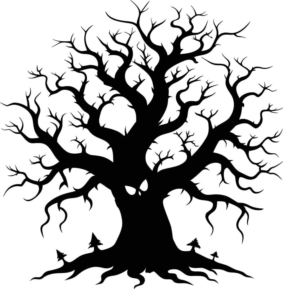 A haunting silhouette of a spooky tree vector
