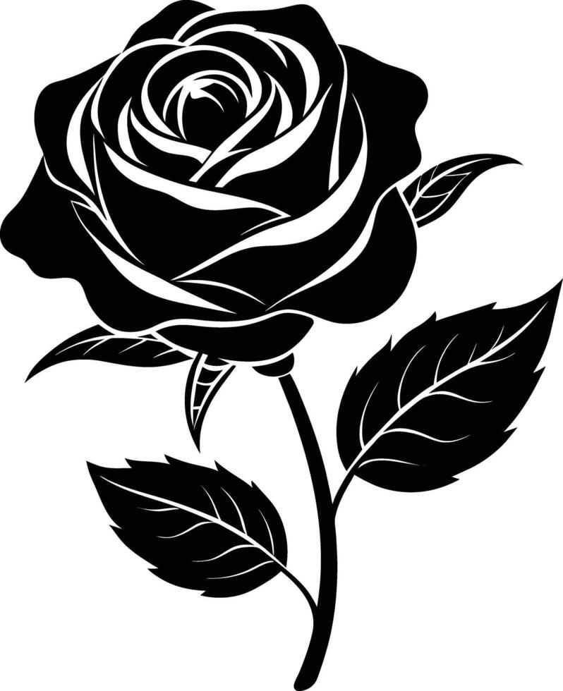 Blooming in shadows a graceful silhouette of rose vector