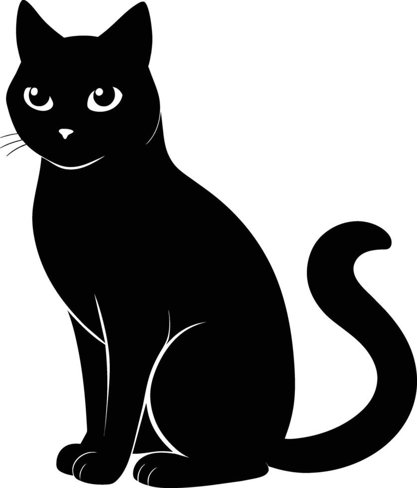 gracia en quietud un silueta de un sentado gato vector